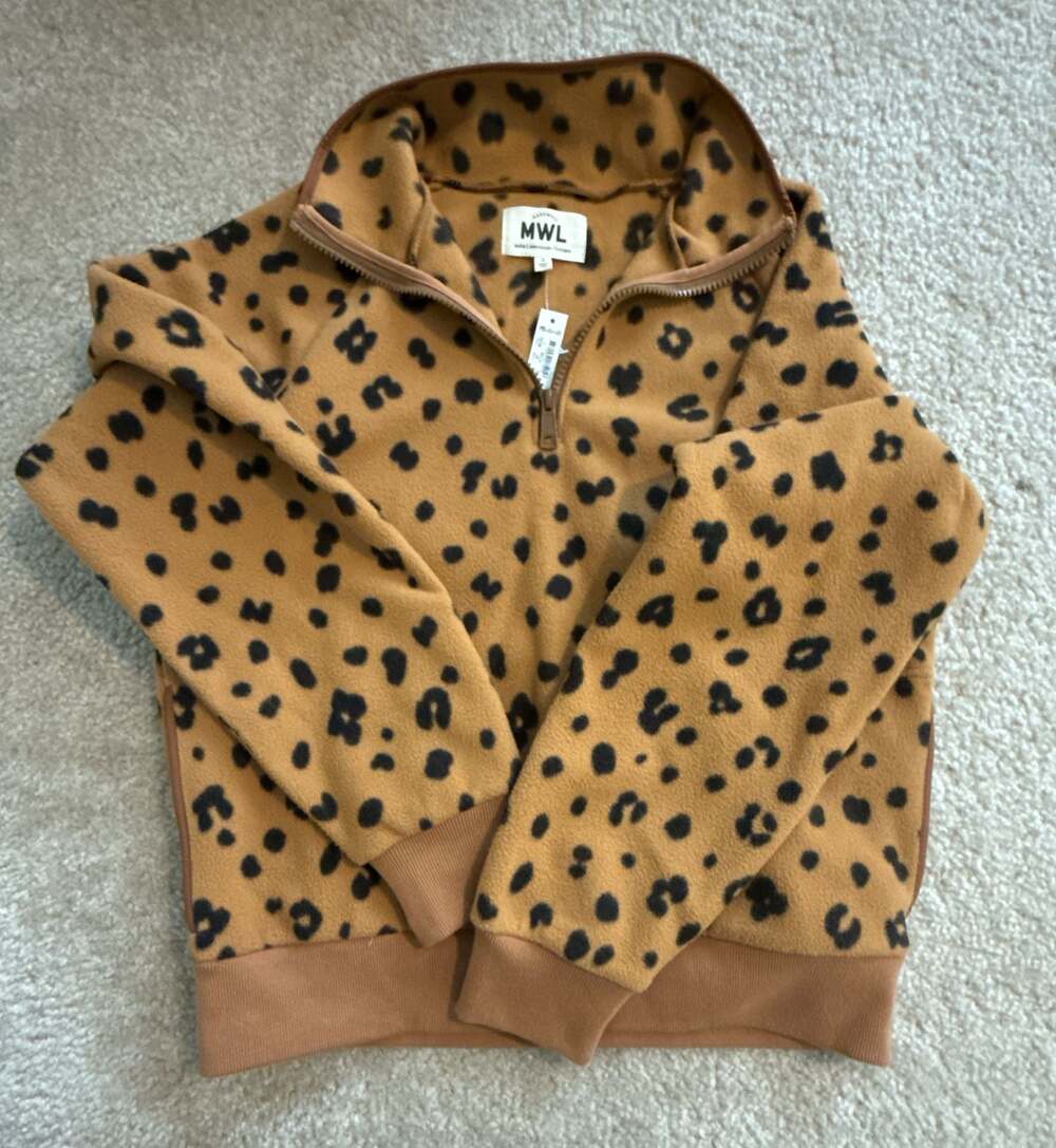 Madewell MWL Betterfleece Half-Zip Sweatshirt in Cheetah Print